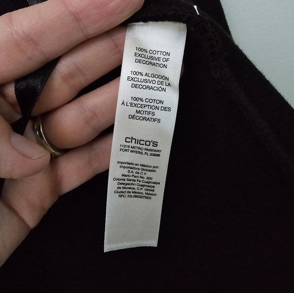 Chicos Jacket Black Half Zip Up Size Med Collared Thick Threading Cotton Knit - Picture 7 of 12